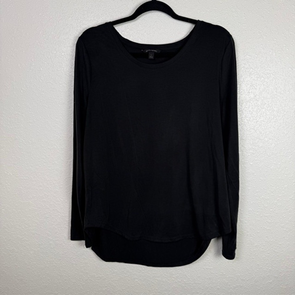 Banana Republic Sandwash Crewneck Long Sleeve Top Modal Blend Black Large